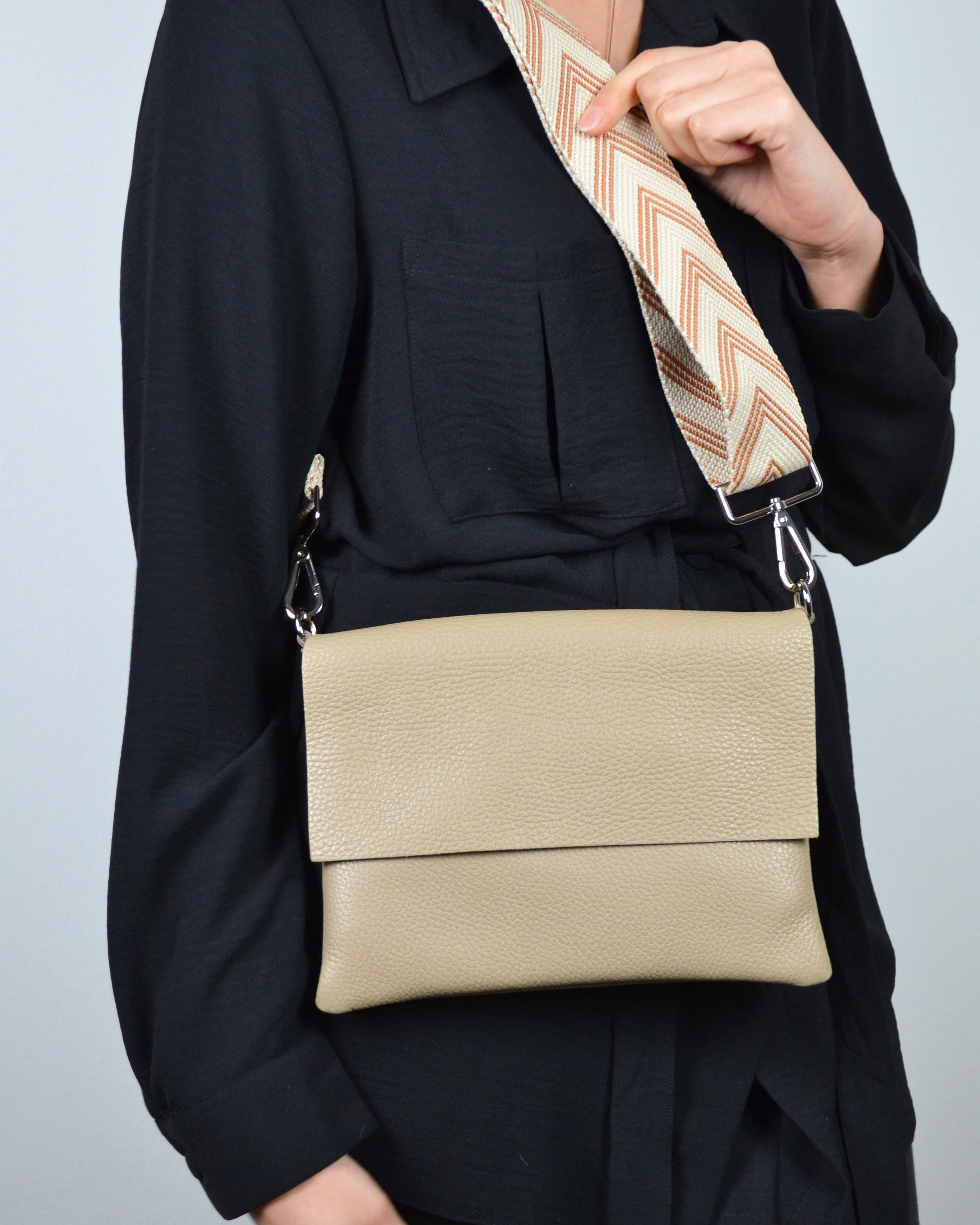 Clutch (Leder) - Beige