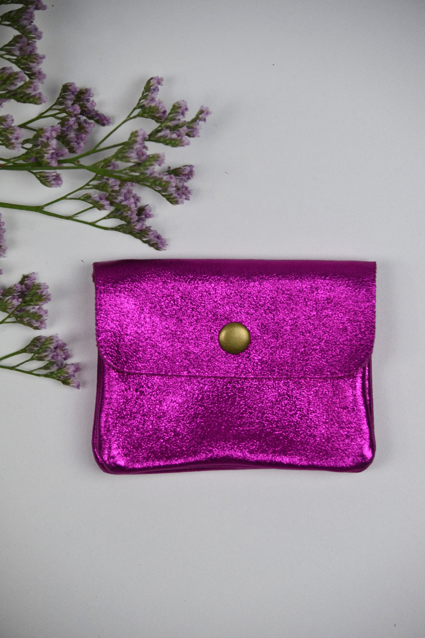 Geldbörse (Leder) - Glitzer-pink