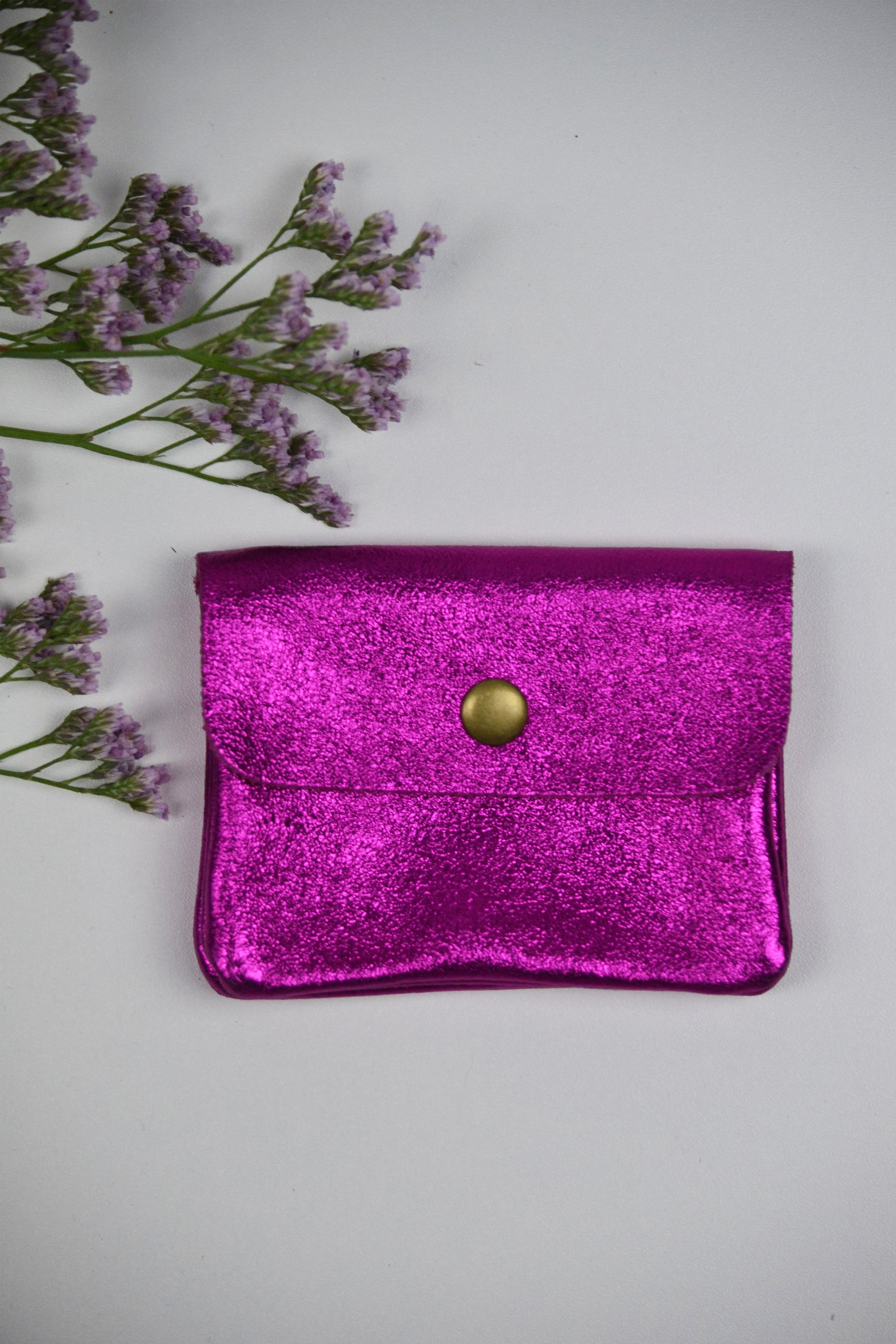 Geldbörse (Leder) - Glitzer-pink