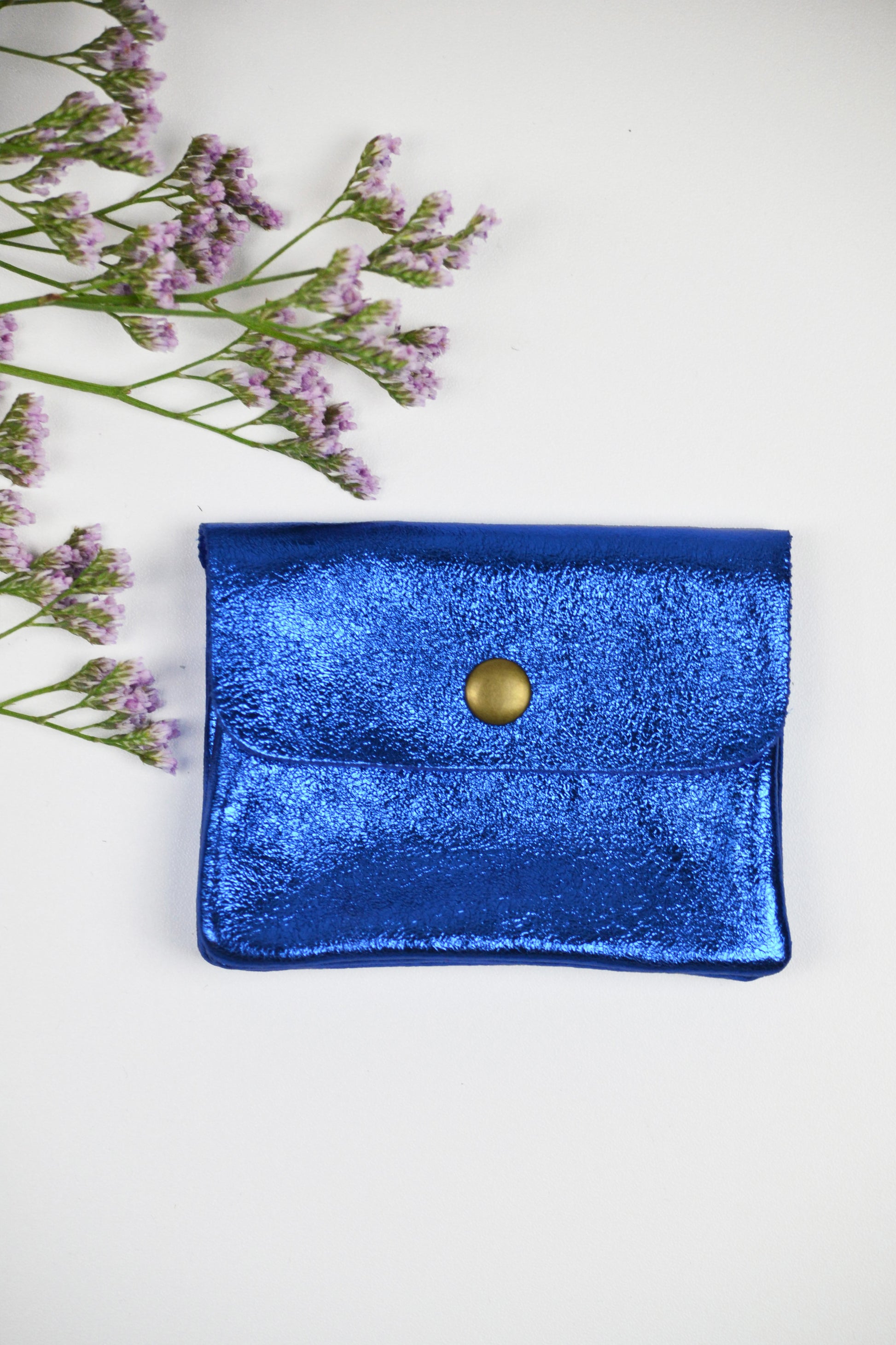 Geldbörse (Leder) - Glitzer-blau