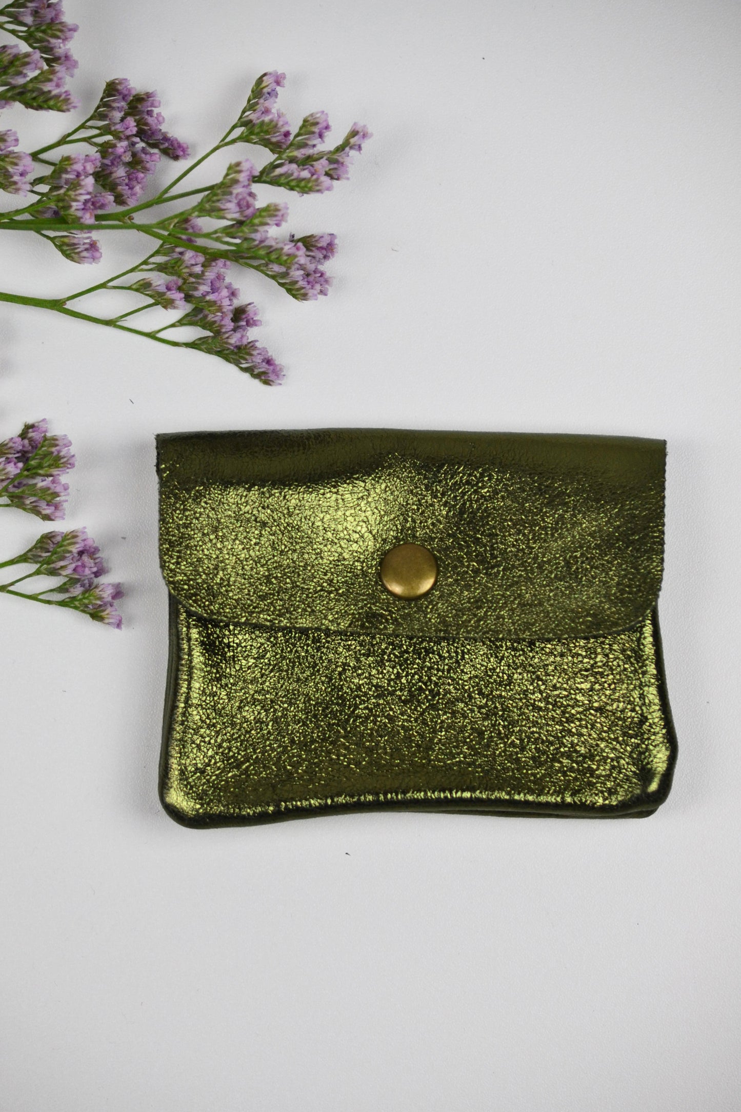 Geldbörse (Leder) - Glitzer-grün