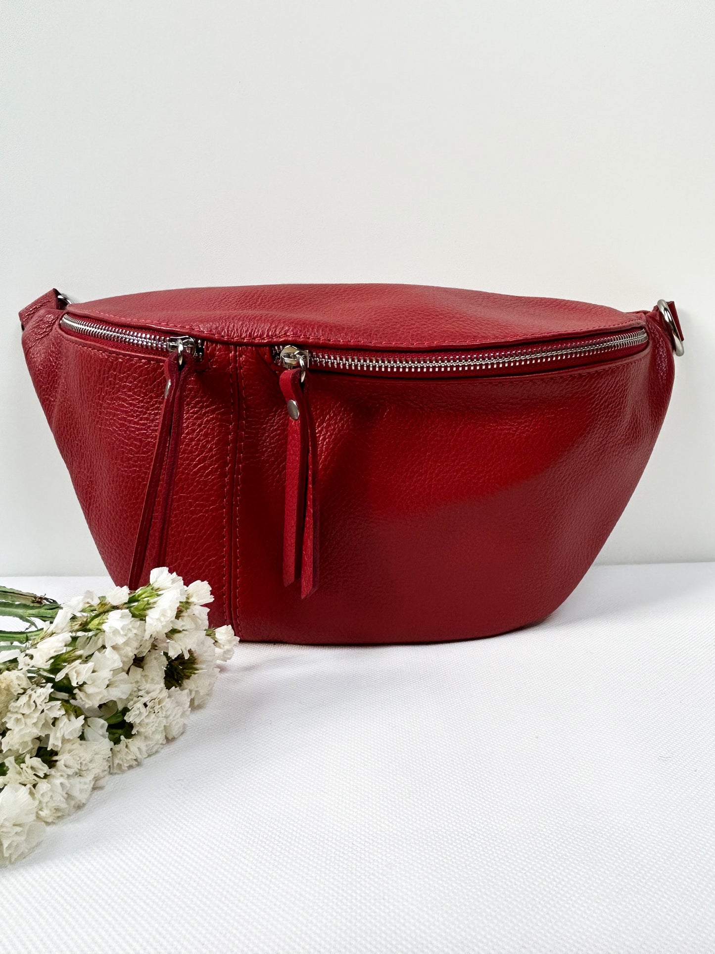XL Crossbody Bauchtasche (Leder) - Rot