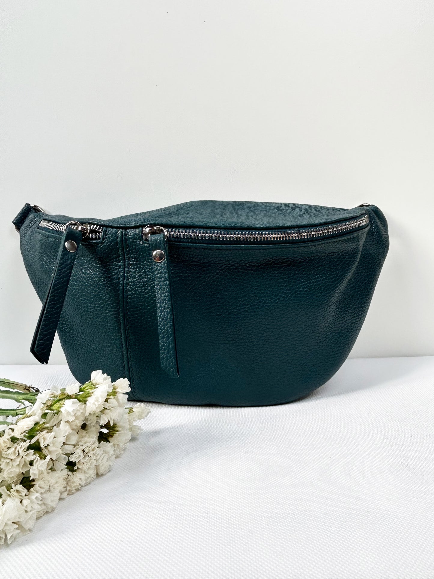 XL Crossbody Bauchtasche (Leder) - Petrol