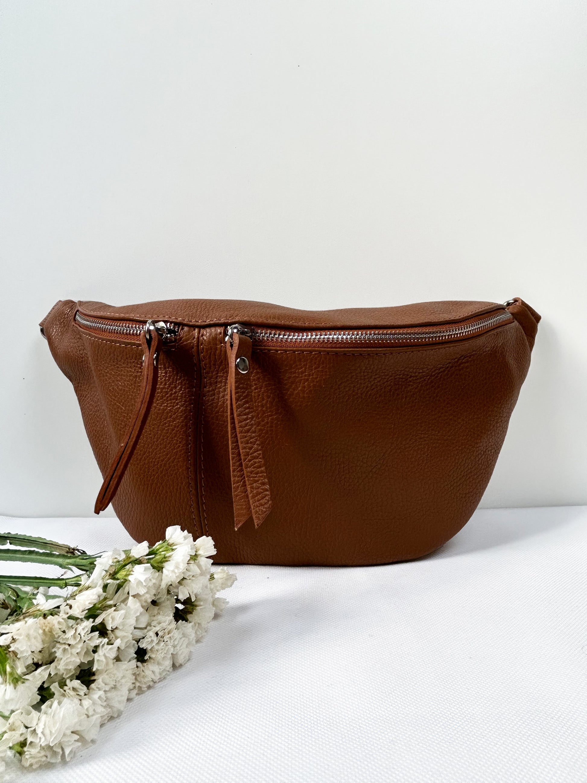 XL Crossbody Bauchtasche (Leder) - Cognac