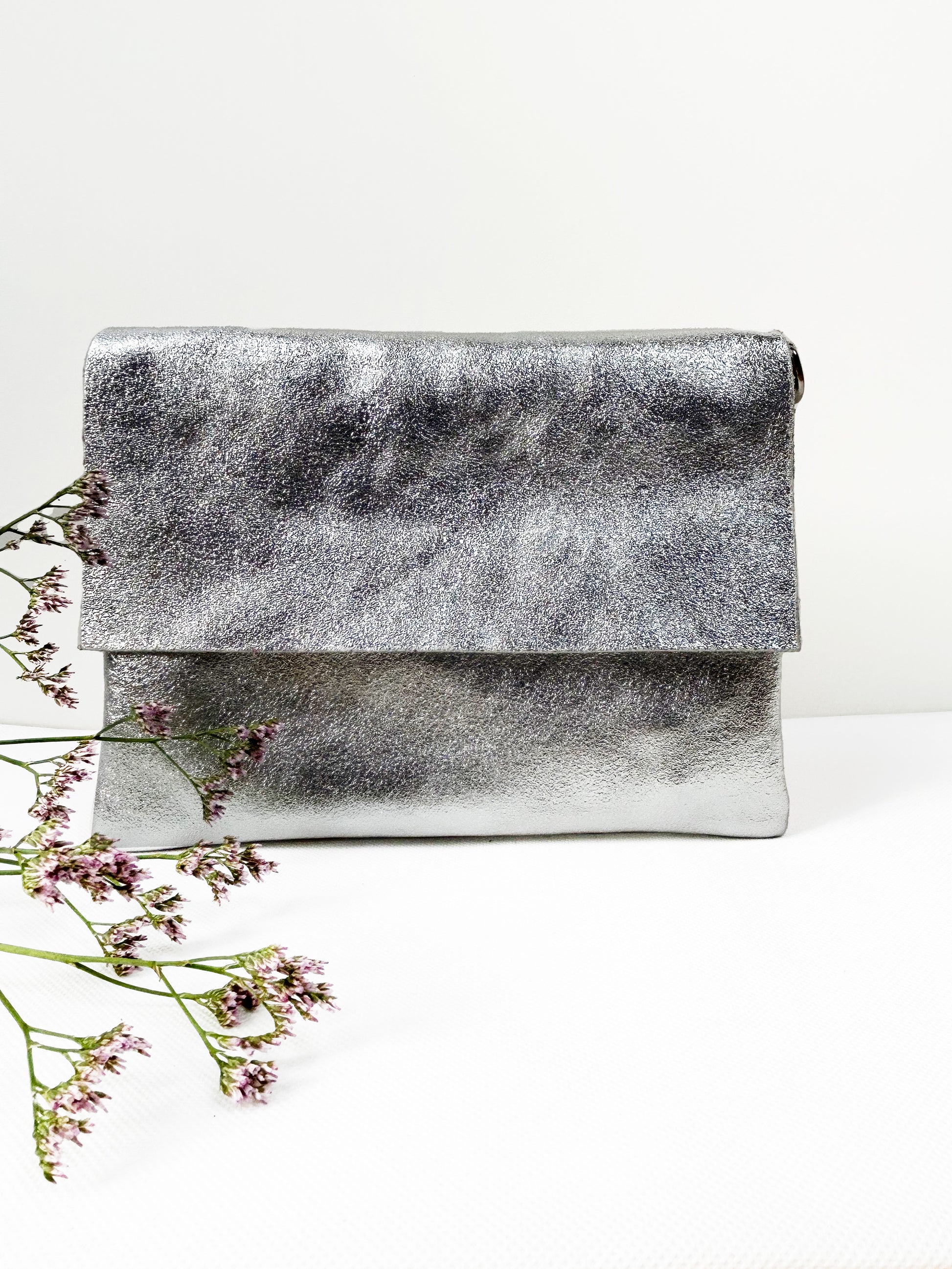 Clutch (Leder) - Silber