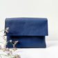 Clutch (Leder) - Mittelblau