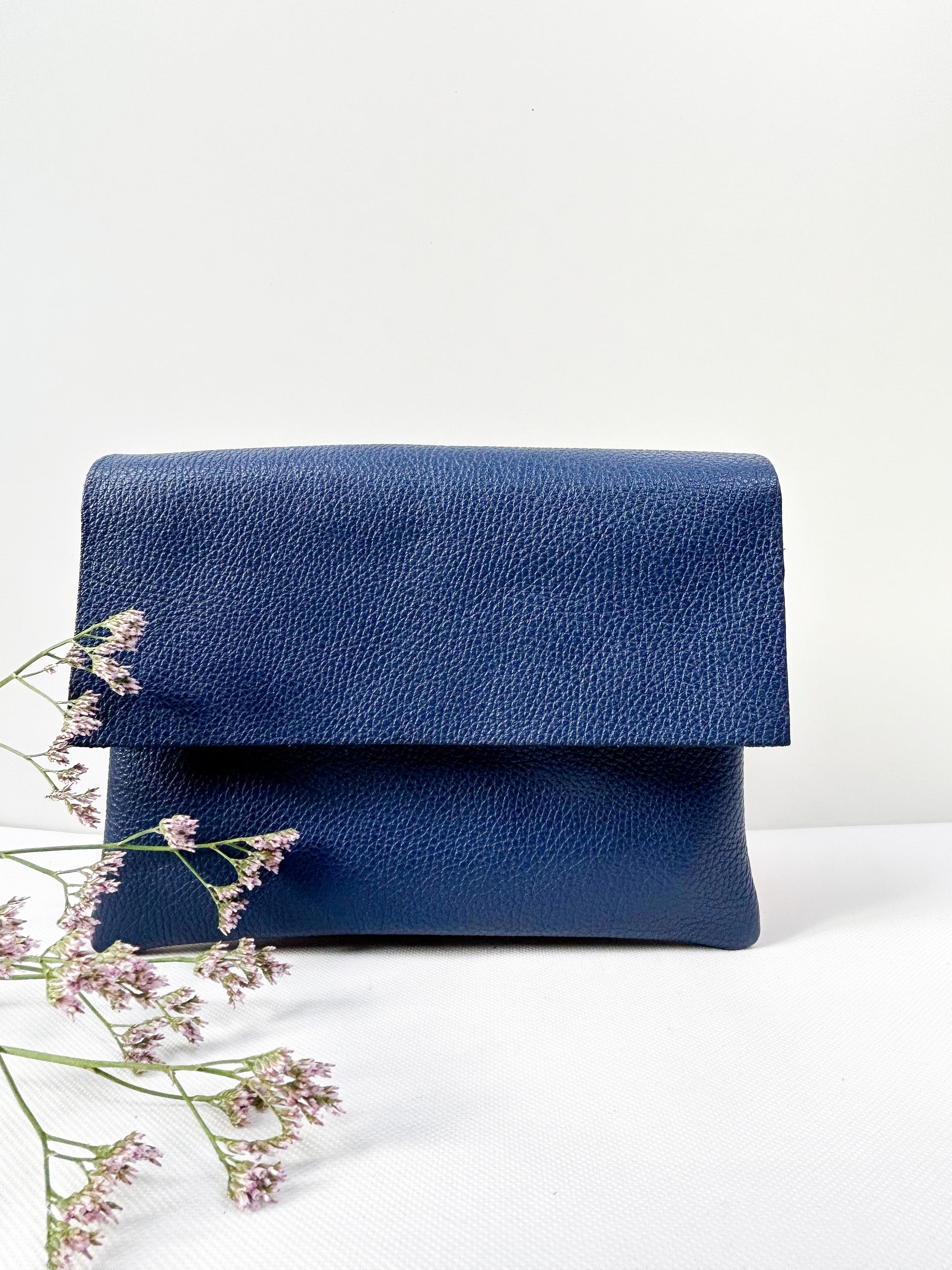 Clutch (Leder) - Mittelblau