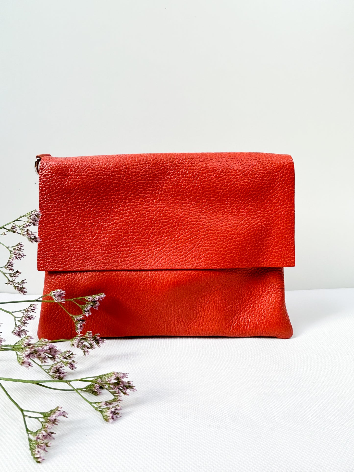 Clutch (Leder) - Rot-orange