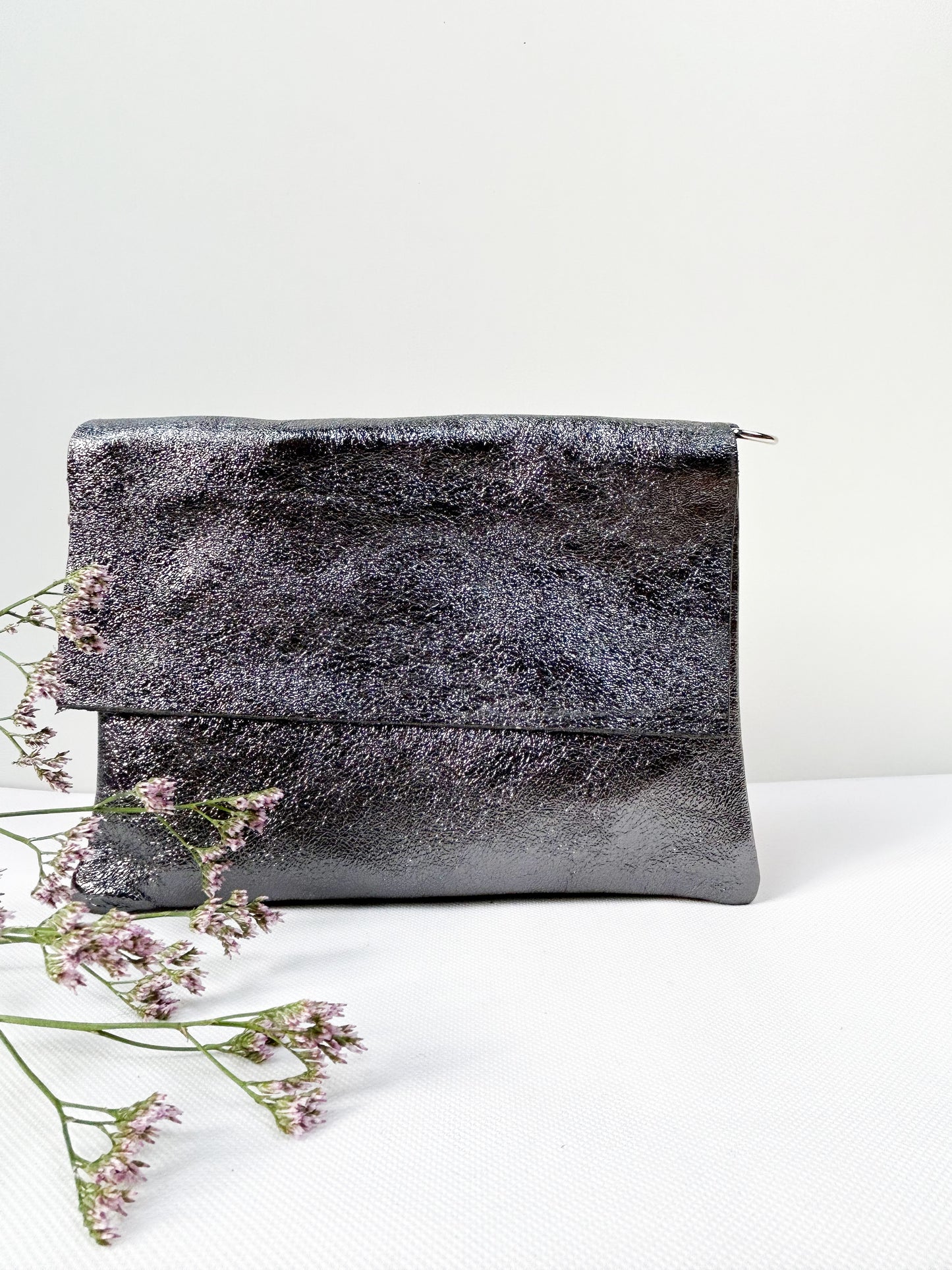 Clutch (Leder) - Gunmetal