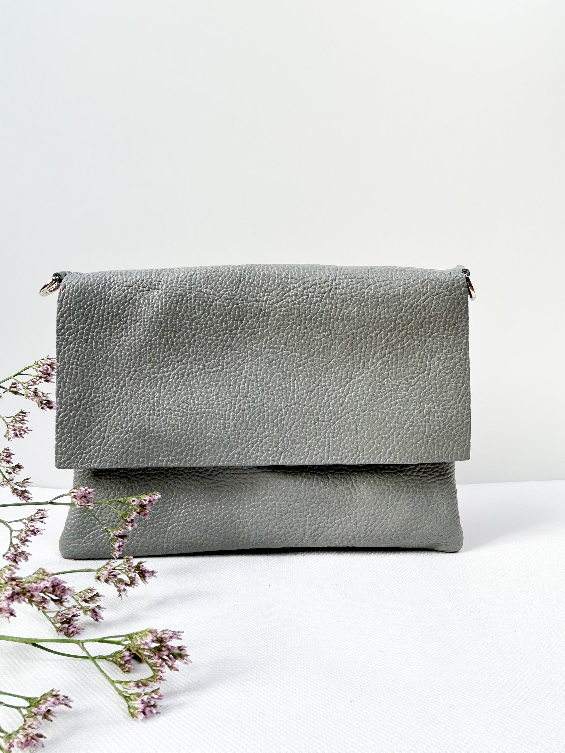 Clutch (Leder) - Hellgrau