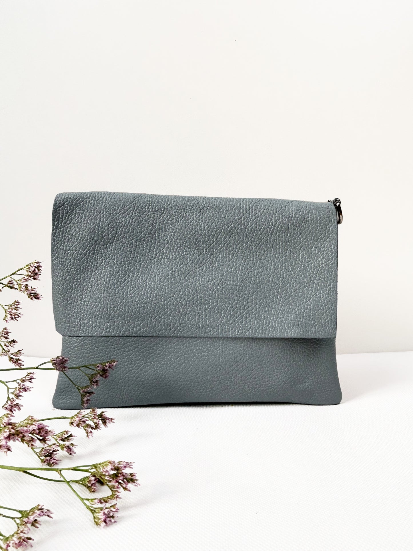 Clutch (Leder) - Grau