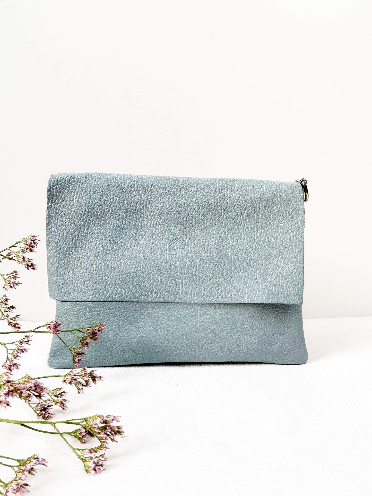 Clutch (Leder) - Hellblau