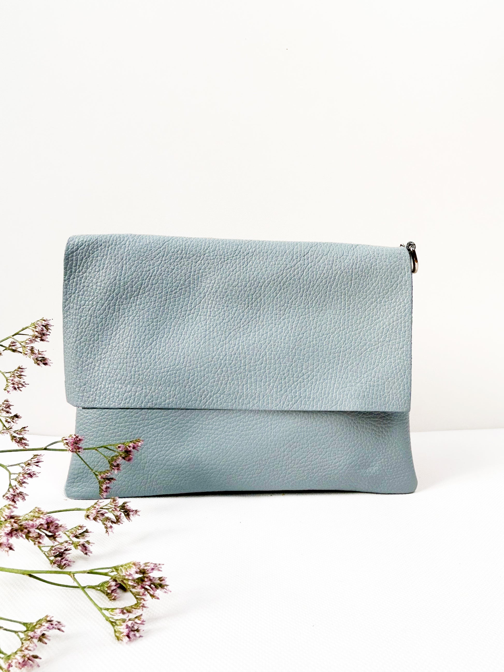 Clutch (Leder) - Hellblau