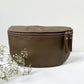 Crossbody Bauchtasche (Leder) - Dunkelbeige