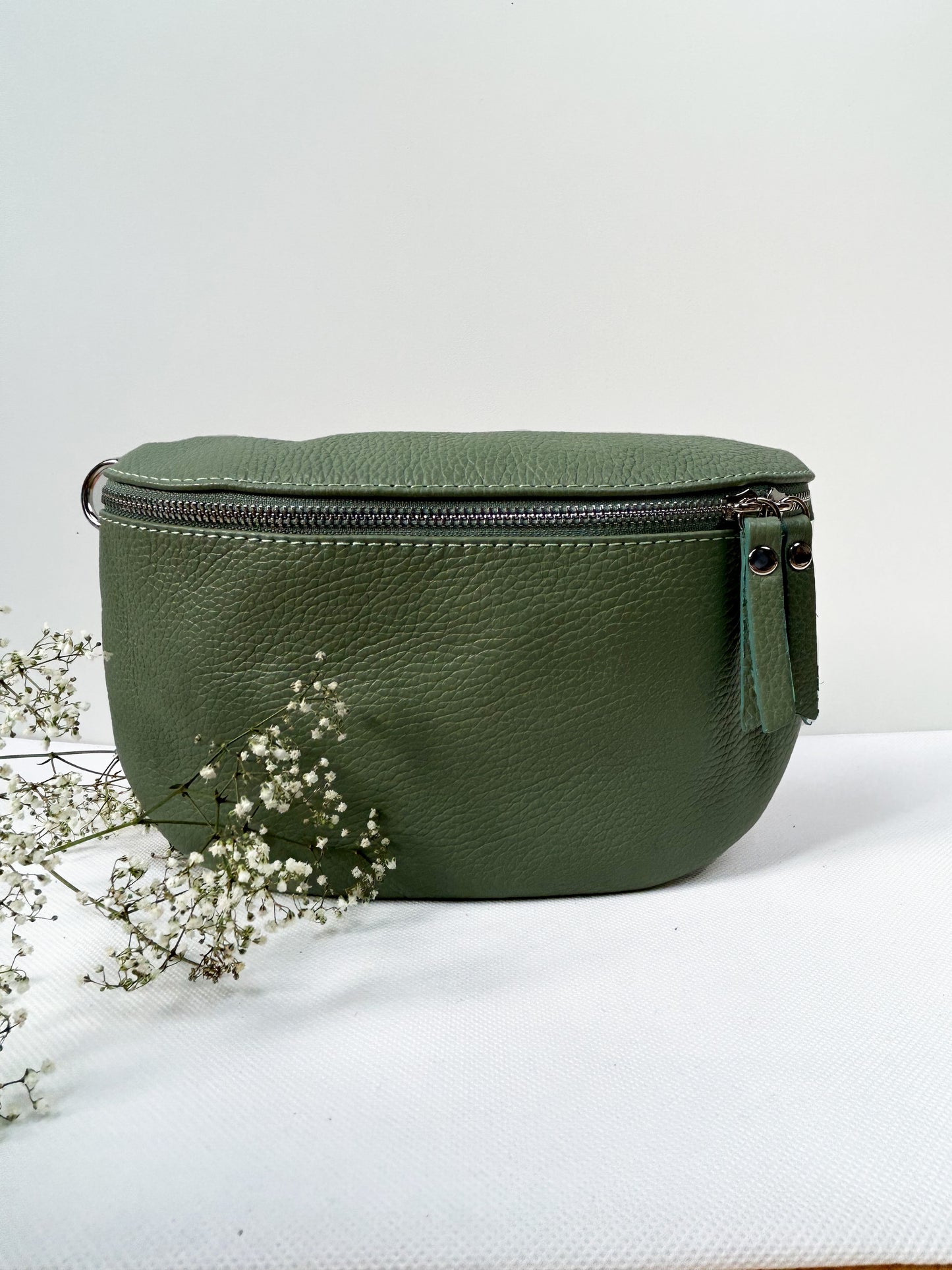 Crossbody Bauchtasche (Leder) - Olivgrün