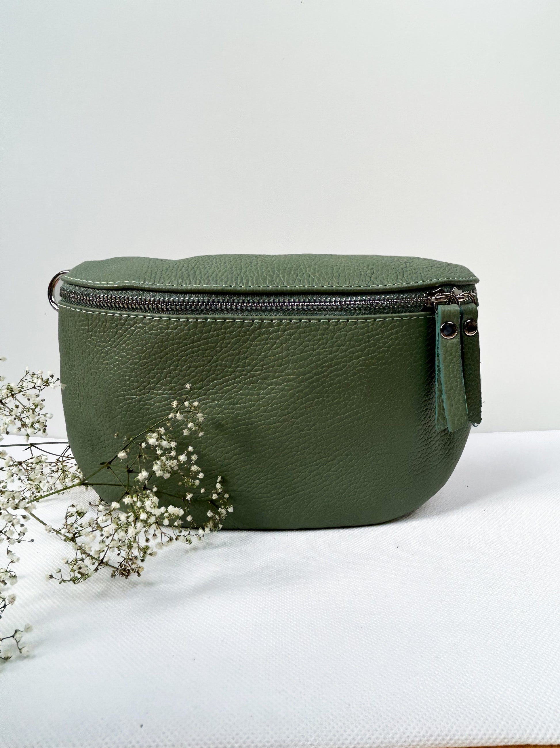Crossbody Bauchtasche (Leder) - Olivgrün