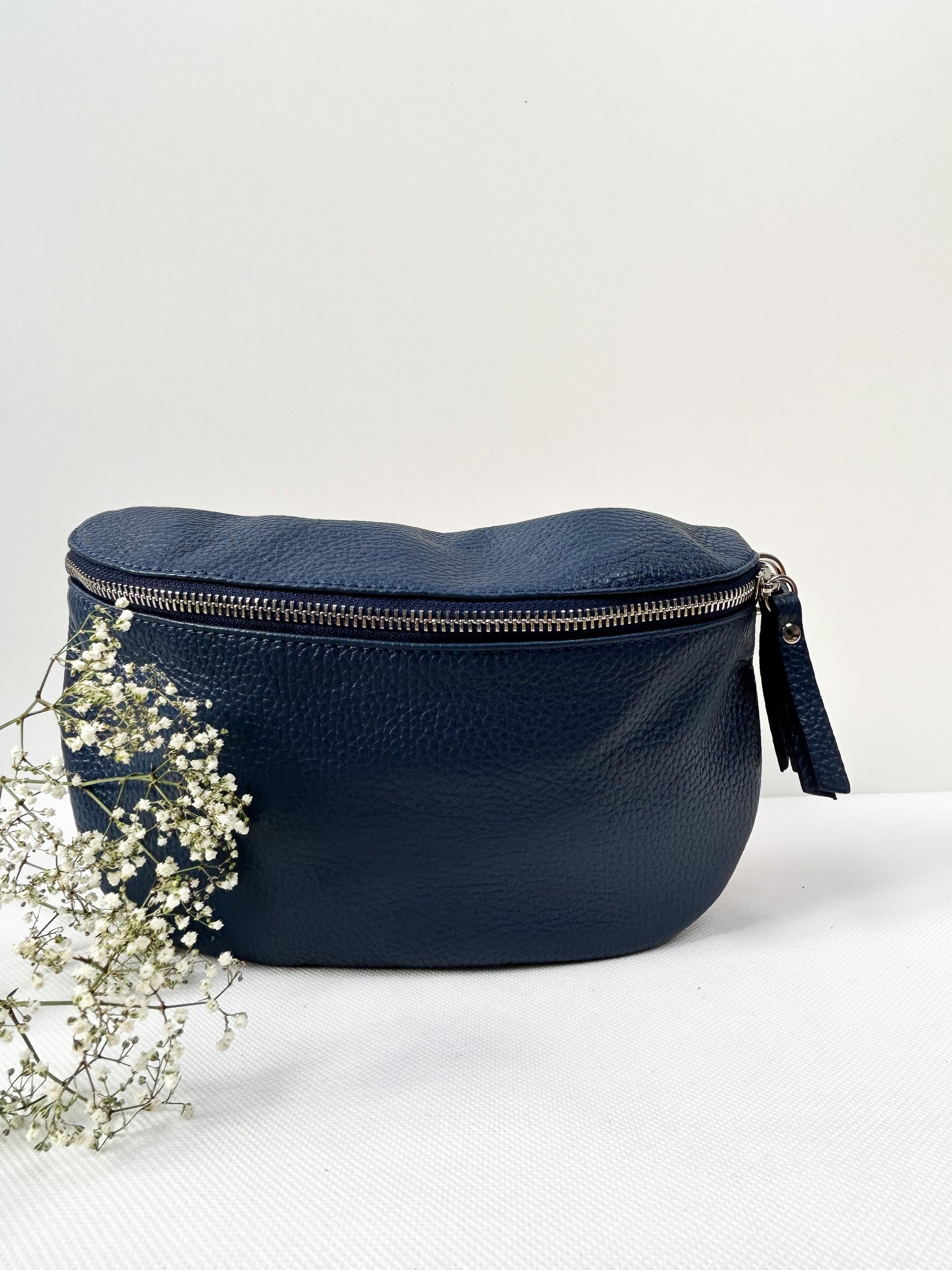 Crossbody Bauchtasche (Leder) - Dunkelblau