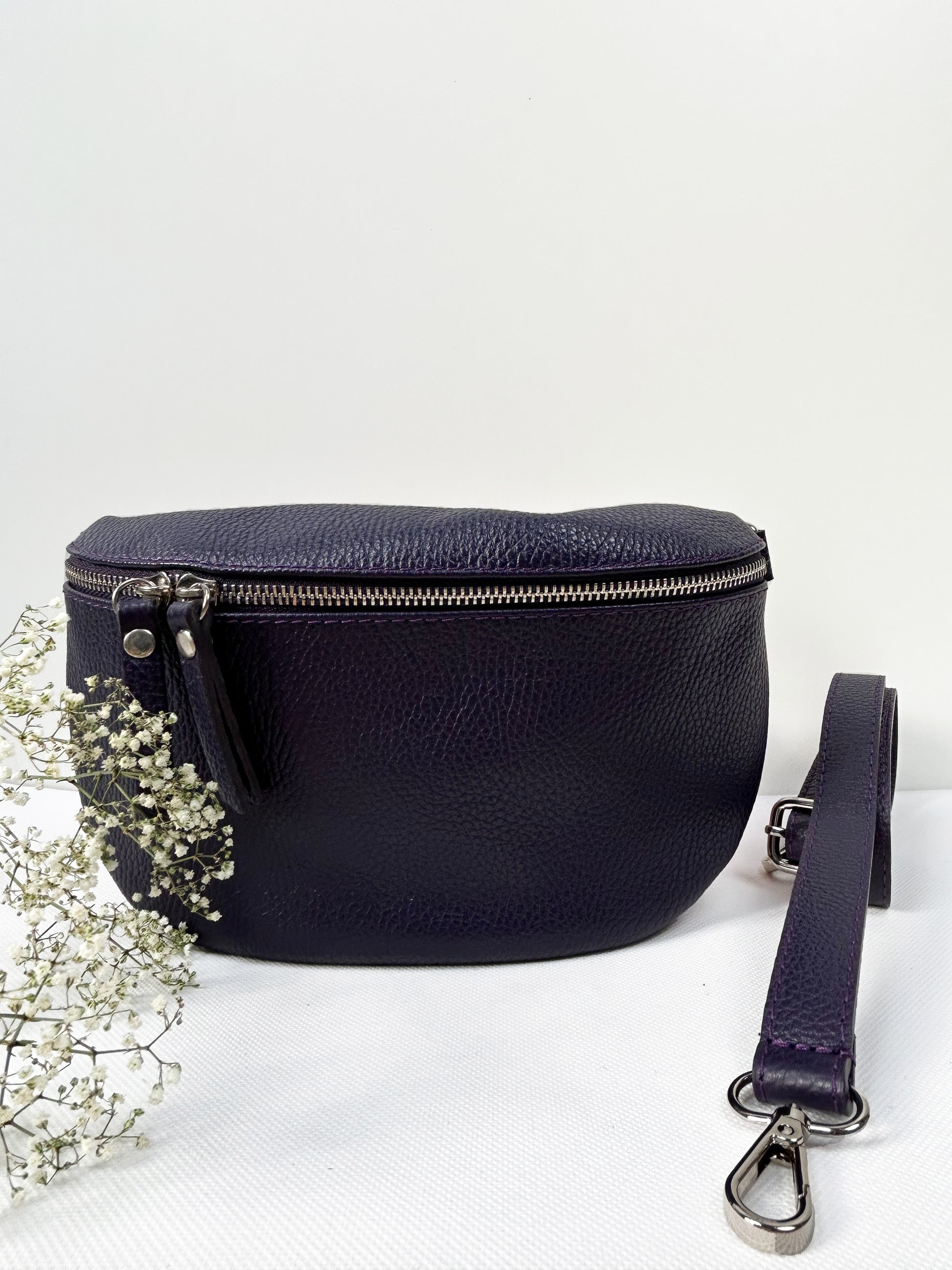 Crossbody Bauchtasche (Leder) - Lila