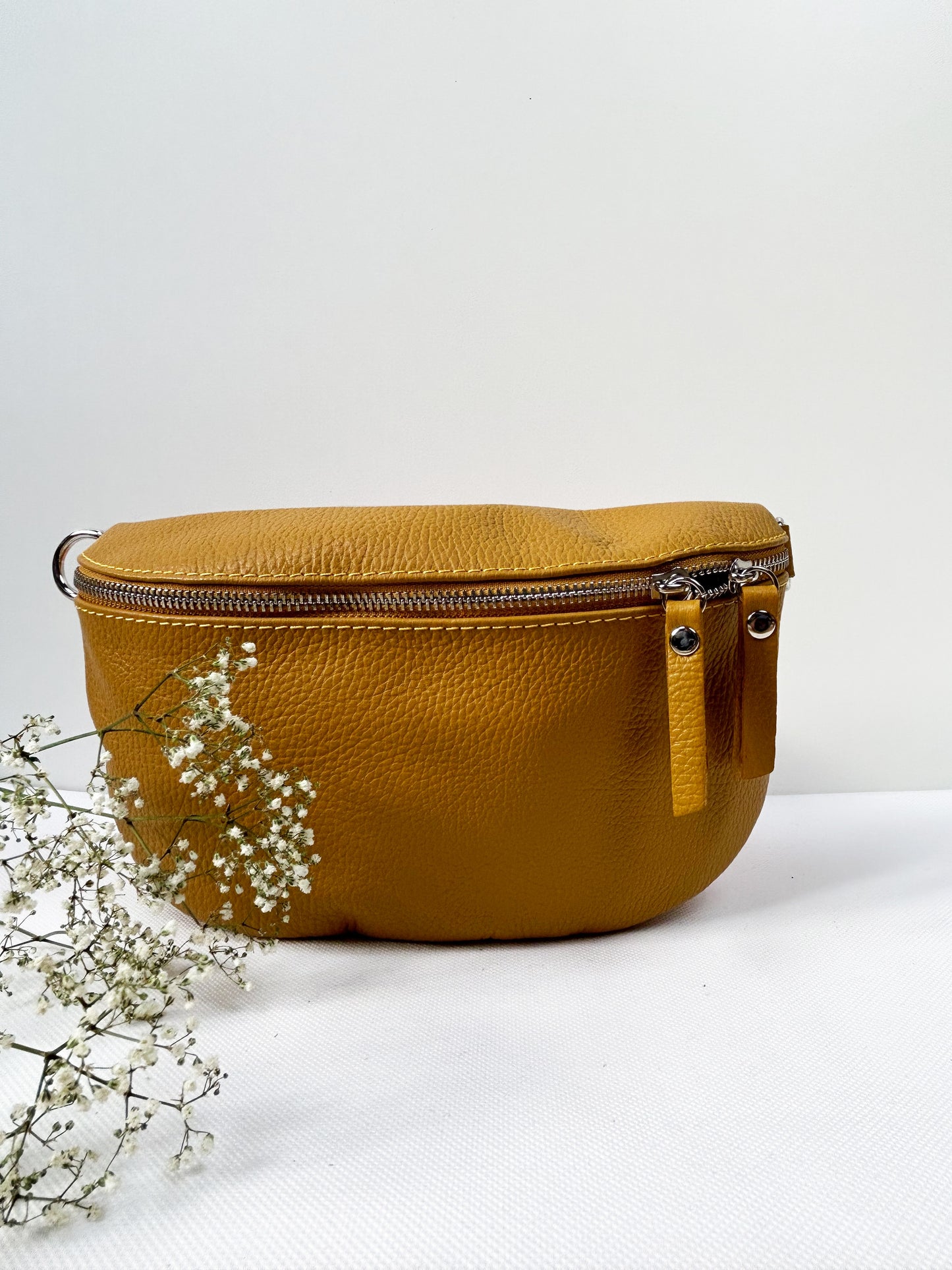 Crossbody Bauchtasche (Leder) - Senfgelb