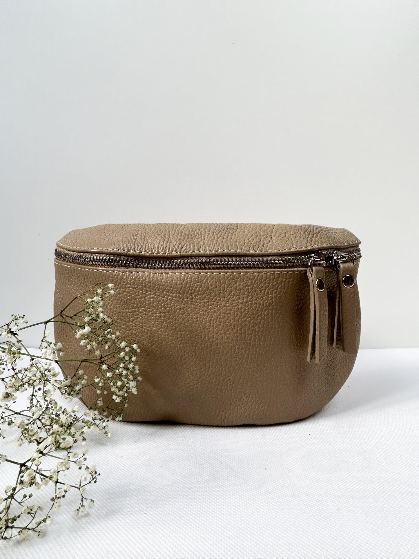 Crossbody Bauchtasche (Leder) - Beige