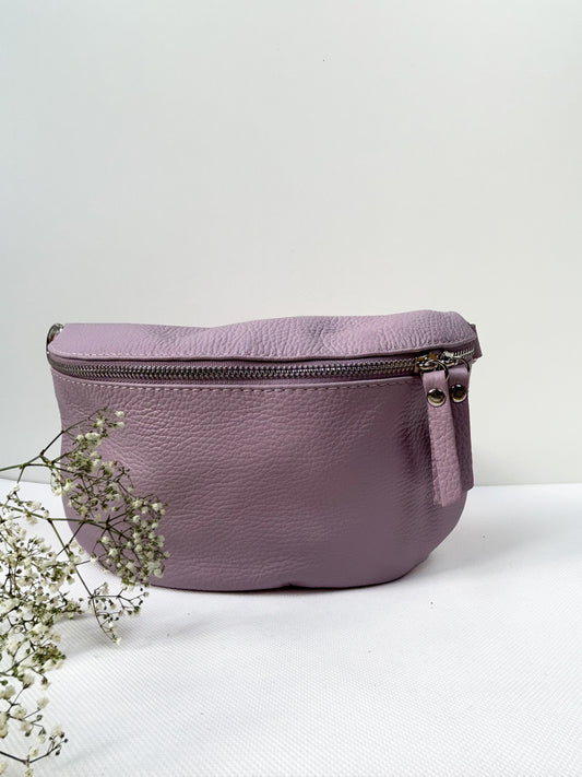 Crossbody Bauchtasche (Leder) - Flieder