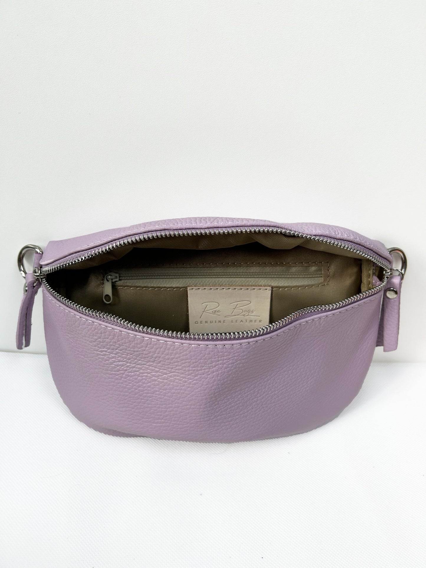 Crossbody Bauchtasche (Leder) - Flieder